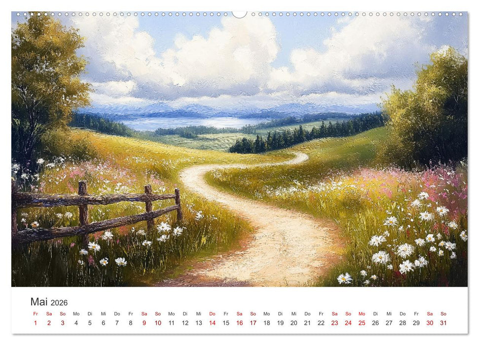 KI-Landschaften - Malerisch durch das Jahr (CALVENDO Premium Wandkalender 2026)