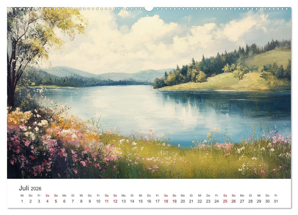 KI-Landschaften - Malerisch durch das Jahr (CALVENDO Premium Wandkalender 2026)