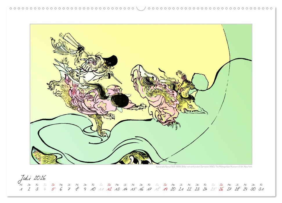Kawanabe Kyosai - Einhundert Dämonen Kunstkalender (CALVENDO Premium Wandkalender 2026)
