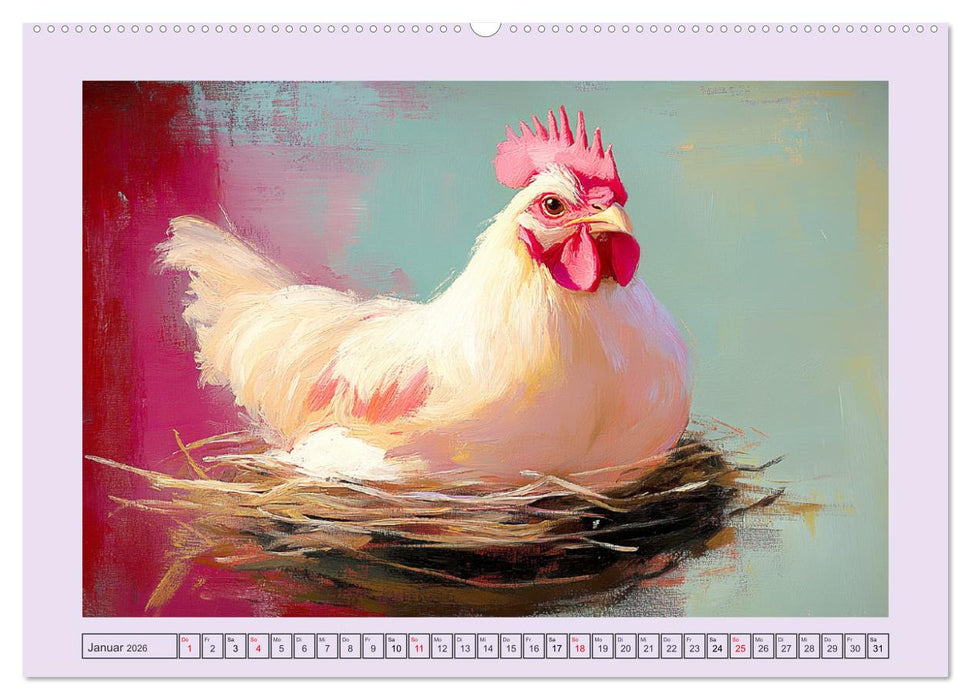 Tiere auf dem Bauernhof. Farbenfrohe Tierportraits im Stil der Ölmalerei (CALVENDO Wandkalender 2026)