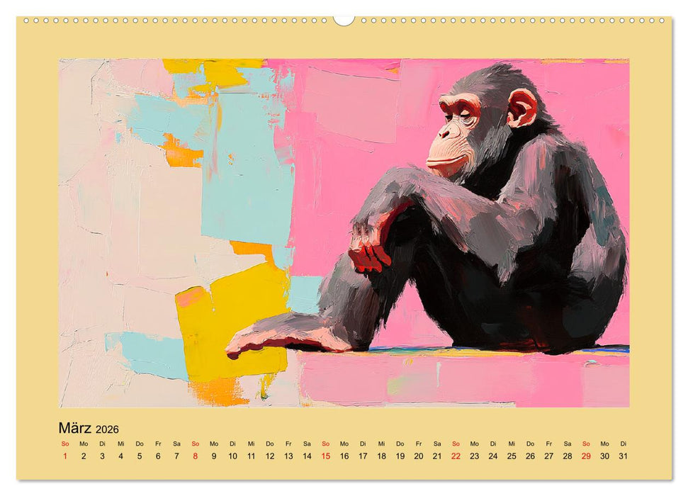 Majestätische Menschenaffen. Faszinierende Wesen in kunstvoller Öloptik (CALVENDO Premium Wandkalender 2026)