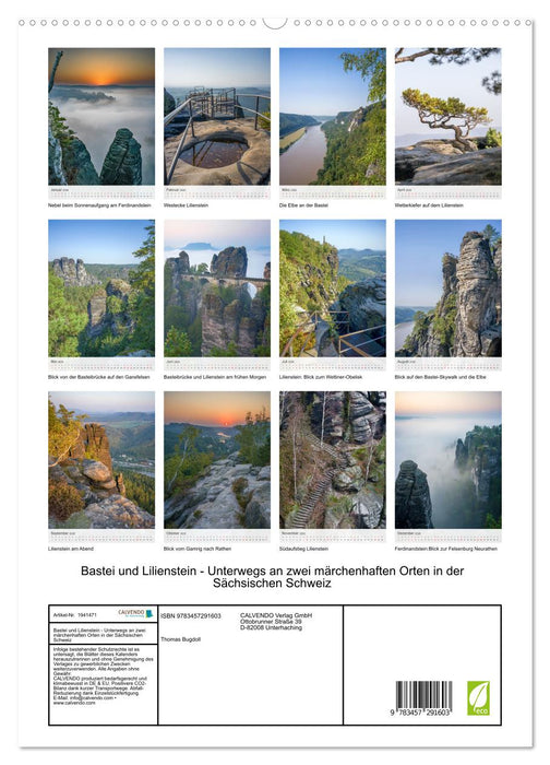 Bastei und Lilienstein - Unterwegs an zwei märchenhaften Orten in der Sächsischen Schweiz (CALVENDO Premium Wandkalender 2026)