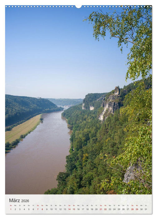 Bastei und Lilienstein - Unterwegs an zwei märchenhaften Orten in der Sächsischen Schweiz (CALVENDO Premium Wandkalender 2026)