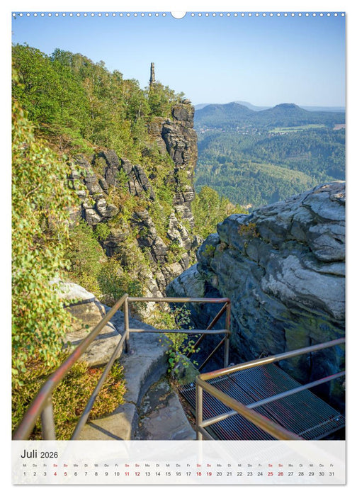 Bastei und Lilienstein - Unterwegs an zwei märchenhaften Orten in der Sächsischen Schweiz (CALVENDO Premium Wandkalender 2026)