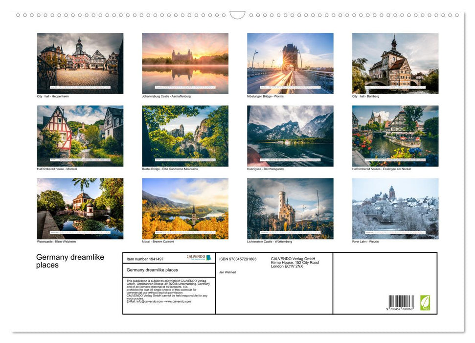 Germany dreamlike places (CALVENDO Monthly Calendar 2026)