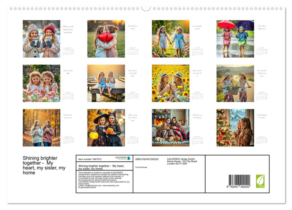 Shining brighter together - My heart, my sister, my home (CALVENDO Premium-Calendar 2026)