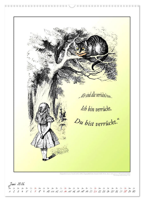 Alice im Wunderland - Weltliteraturkalender (CALVENDO Premium Wandkalender 2026)