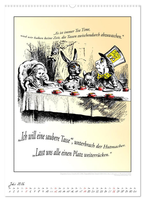 Alice im Wunderland - Weltliteraturkalender (CALVENDO Premium Wandkalender 2026)