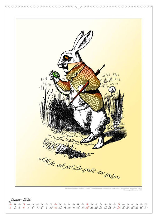 Alice im Wunderland - Weltliteraturkalender (CALVENDO Wandkalender 2026)