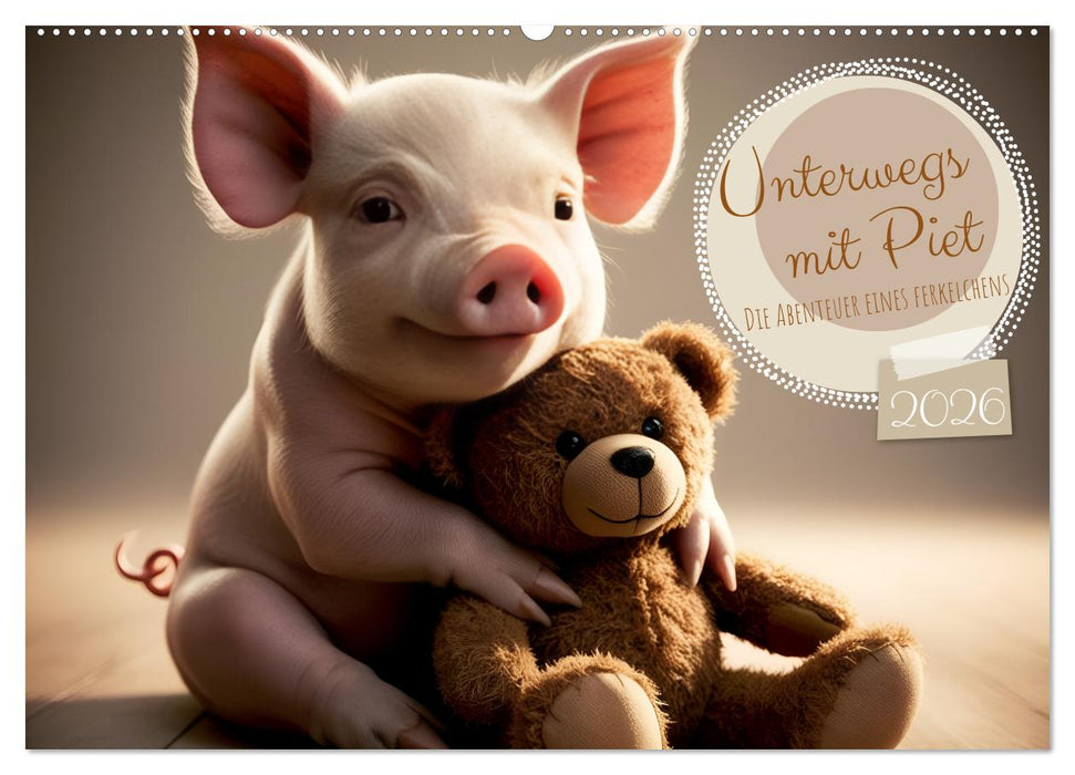 Unterwegs mit Piet - Die Abenteuer eines Ferkelchens (CALVENDO Wandkalender 2026)