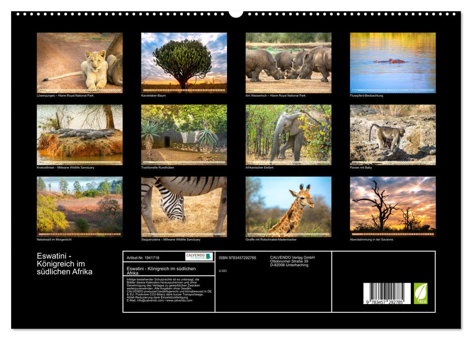 Eswatini - Königreich im südlichen Afrika (CALVENDO Premium Wandkalender 2026)