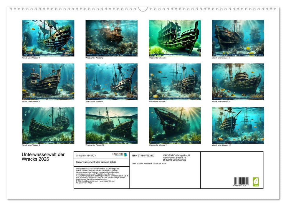 Unterwasserwelt der Wracks 2026 (CALVENDO Wandkalender 2026)