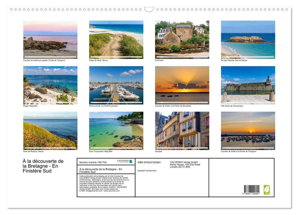 À la découverte de la Bretagne - En Finistère Sud (CALVENDO Calendrier mensuel 2026)
