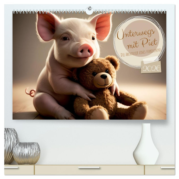 Unterwegs mit Piet - Die Abenteuer eines Ferkelchens (CALVENDO Premium Wandkalender 2026)