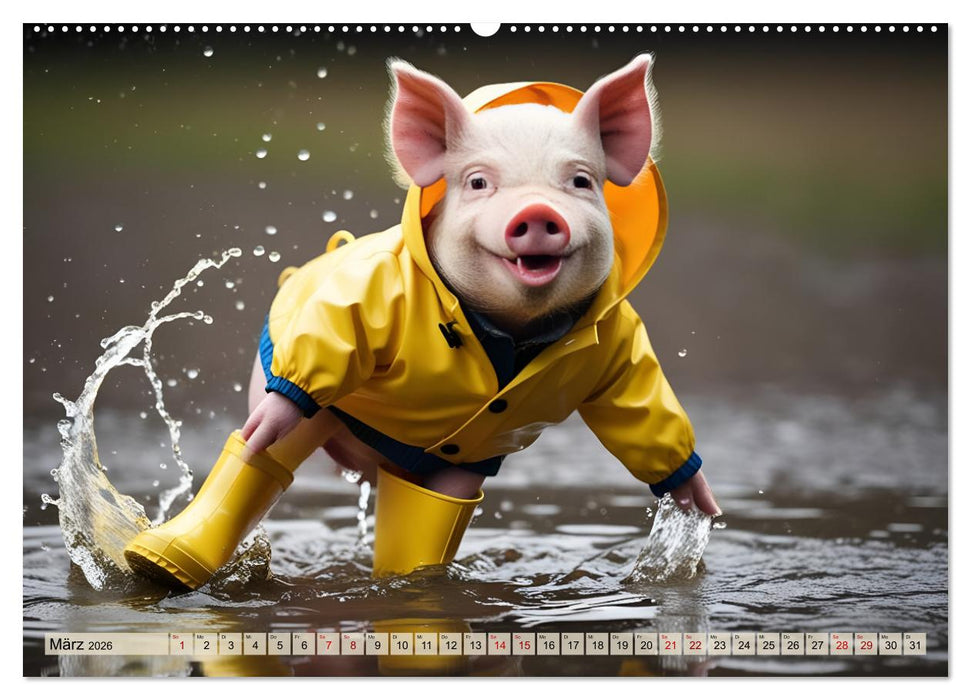 Unterwegs mit Piet - Die Abenteuer eines Ferkelchens (CALVENDO Premium Wandkalender 2026)