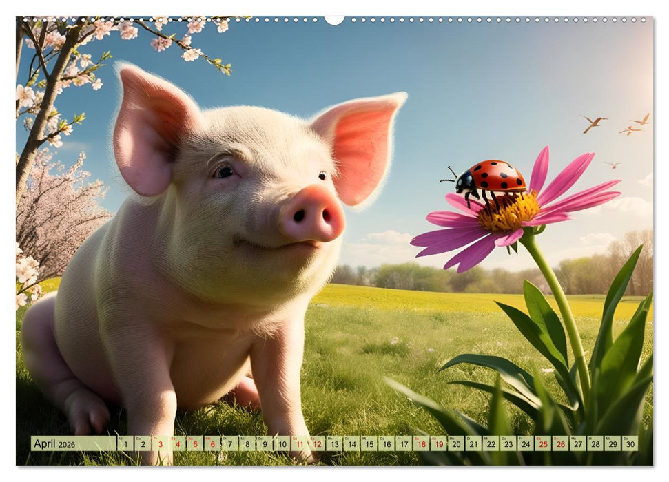 Unterwegs mit Piet - Die Abenteuer eines Ferkelchens (CALVENDO Premium Wandkalender 2026)