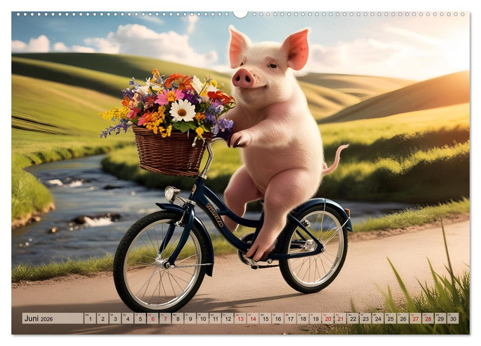Unterwegs mit Piet - Die Abenteuer eines Ferkelchens (CALVENDO Premium Wandkalender 2026)