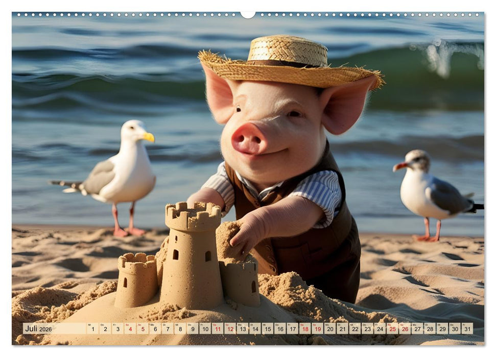 Unterwegs mit Piet - Die Abenteuer eines Ferkelchens (CALVENDO Premium Wandkalender 2026)