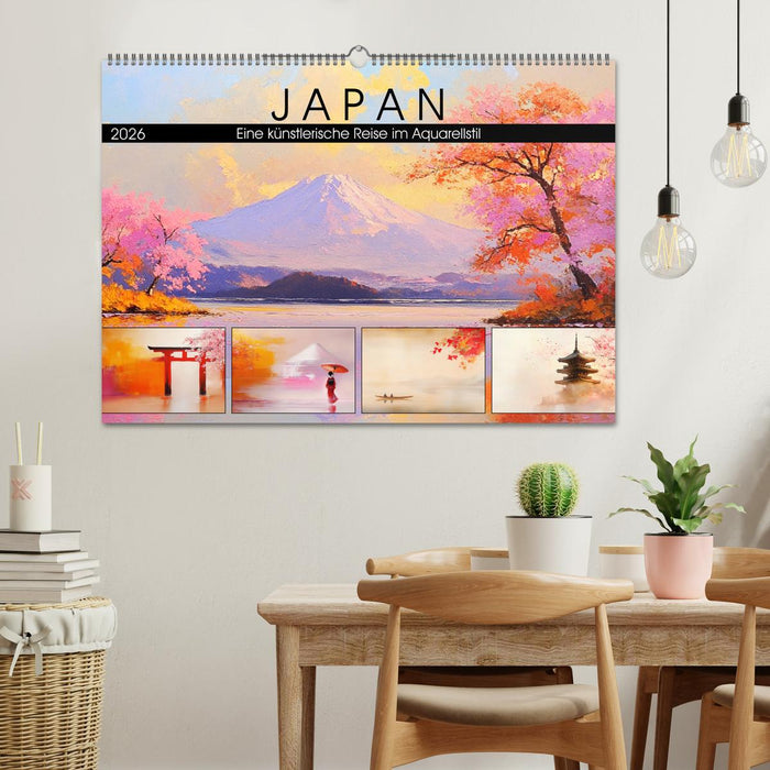 Japan. Eine künstlerische Reise im Aquarellstil (CALVENDO Wandkalender 2026)