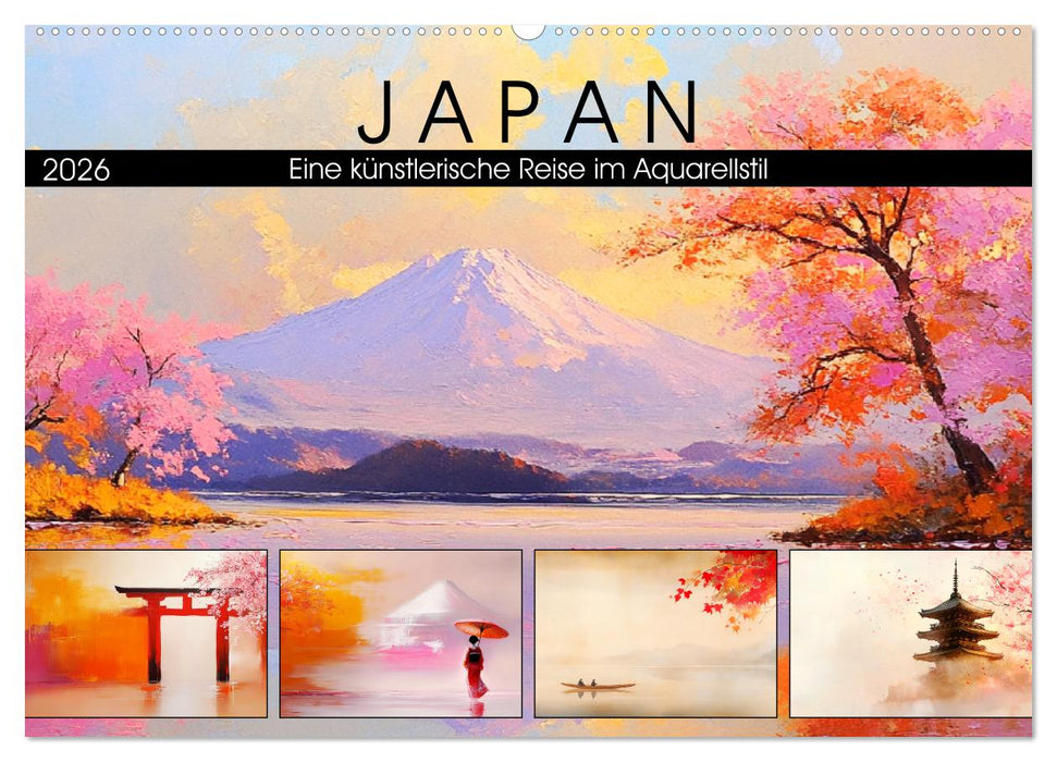 Japan. Eine künstlerische Reise im Aquarellstil (CALVENDO Wandkalender 2026)