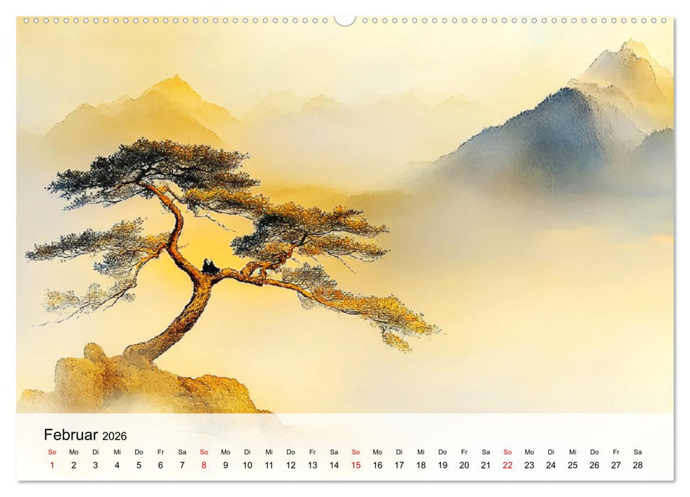 Japan. Eine künstlerische Reise im Aquarellstil (CALVENDO Wandkalender 2026)