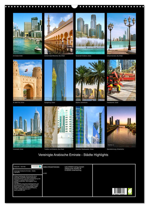 Vereinigte Arabische Emirate - Städte Highlights (CALVENDO Wandkalender 2026)
