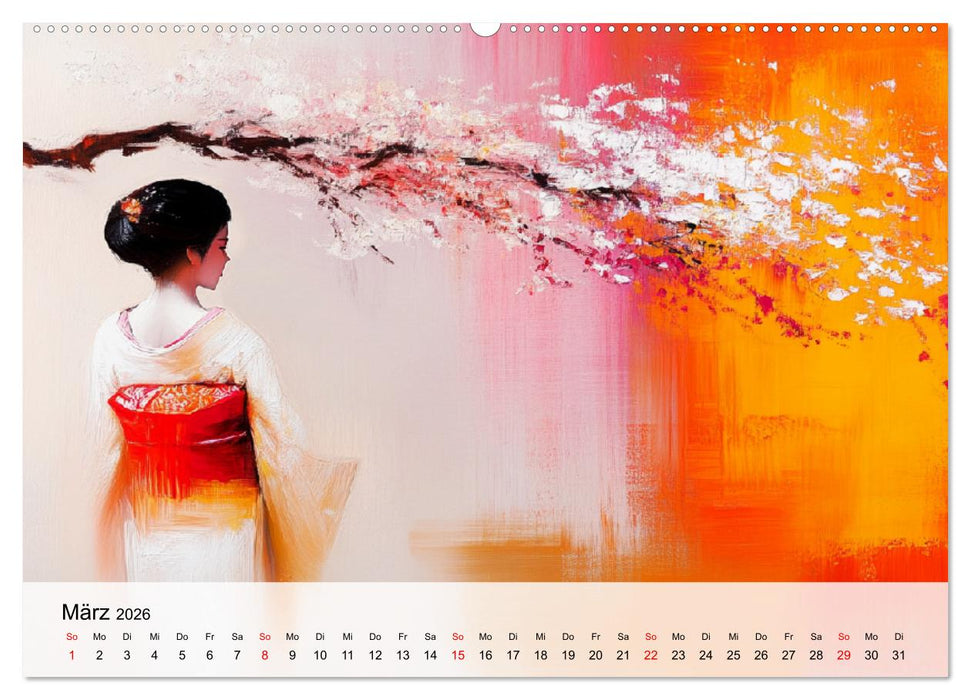 Japan. Eine künstlerische Reise im Aquarellstil (CALVENDO Premium Wandkalender 2026)