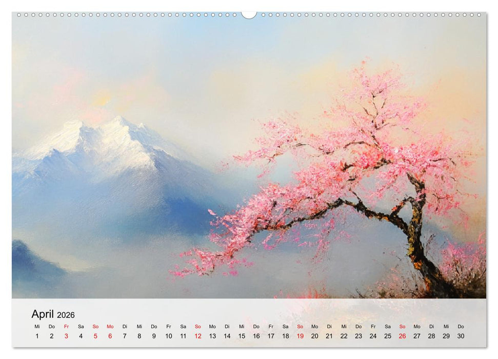 Japan. Eine künstlerische Reise im Aquarellstil (CALVENDO Premium Wandkalender 2026)