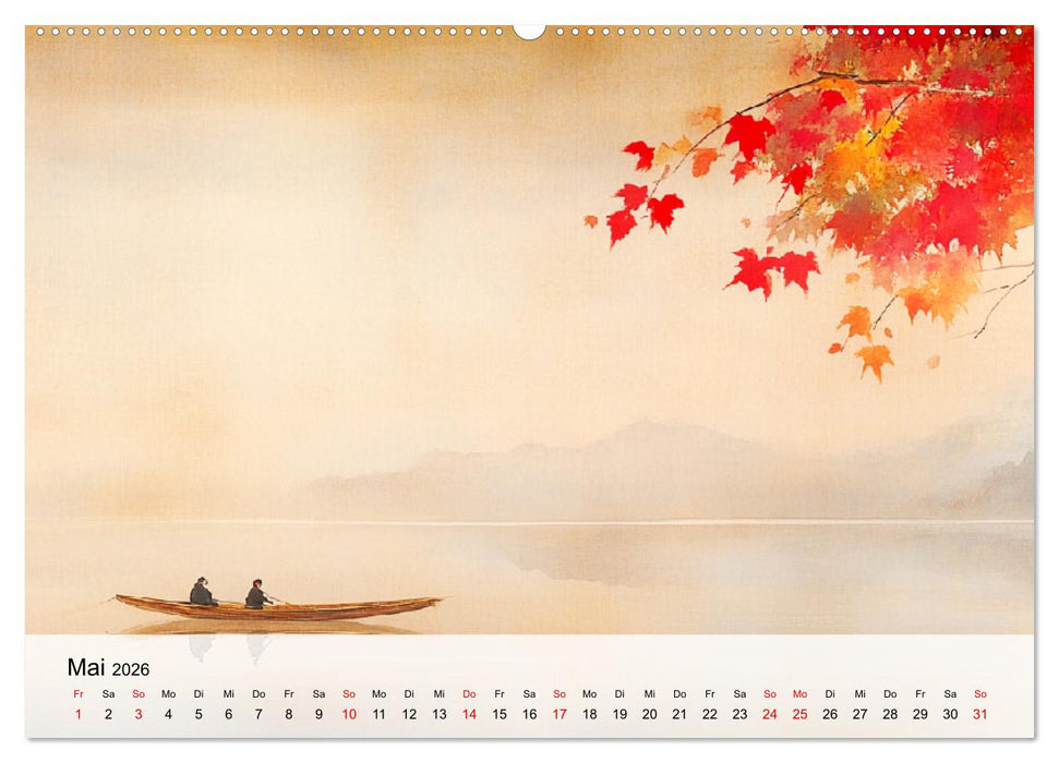 Japan. Eine künstlerische Reise im Aquarellstil (CALVENDO Premium Wandkalender 2026)
