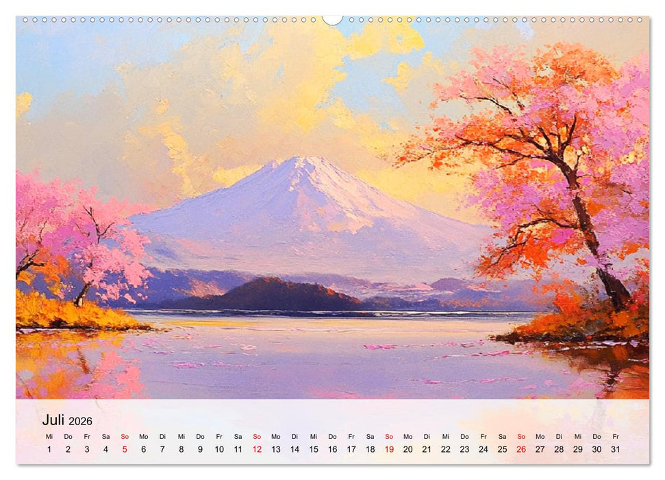 Japan. Eine künstlerische Reise im Aquarellstil (CALVENDO Premium Wandkalender 2026)