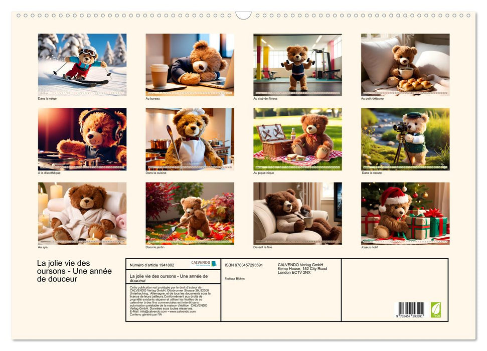 La jolie vie des oursons - Une année de douceur (CALVENDO Calendrier mensuel 2026)