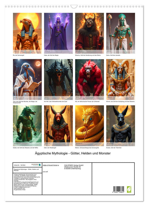 Ägyptische Mythologie - Götter, Helden und Monster (CALVENDO Wandkalender 2026)