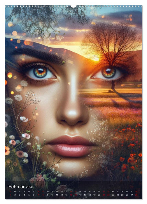 Feminine Facetten - Portraits in Doppelbelichtung (CALVENDO Wandkalender 2026)