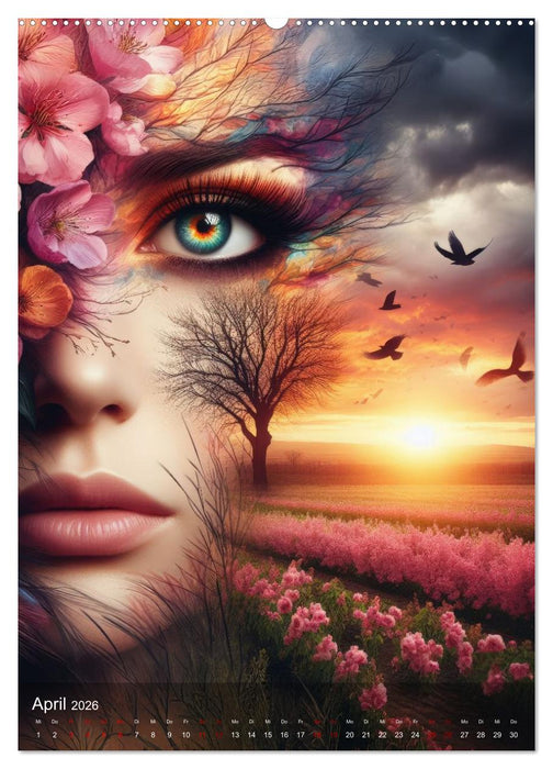 Feminine Facetten - Portraits in Doppelbelichtung (CALVENDO Wandkalender 2026)