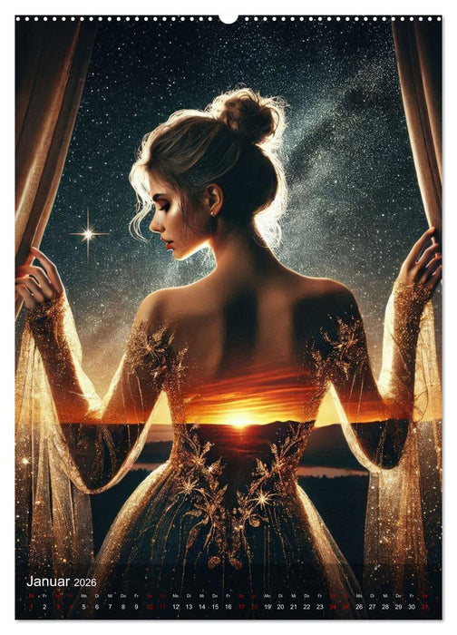 Feminine Facetten - Portraits in Doppelbelichtung (CALVENDO Premium Wandkalender 2026)