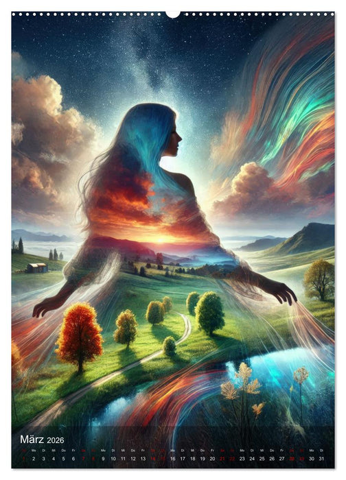 Feminine Facetten - Portraits in Doppelbelichtung (CALVENDO Premium Wandkalender 2026)