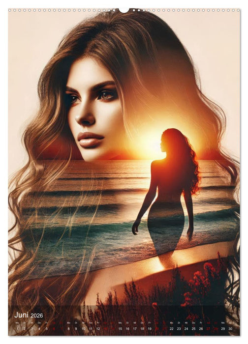 Feminine Facetten - Portraits in Doppelbelichtung (CALVENDO Premium Wandkalender 2026)