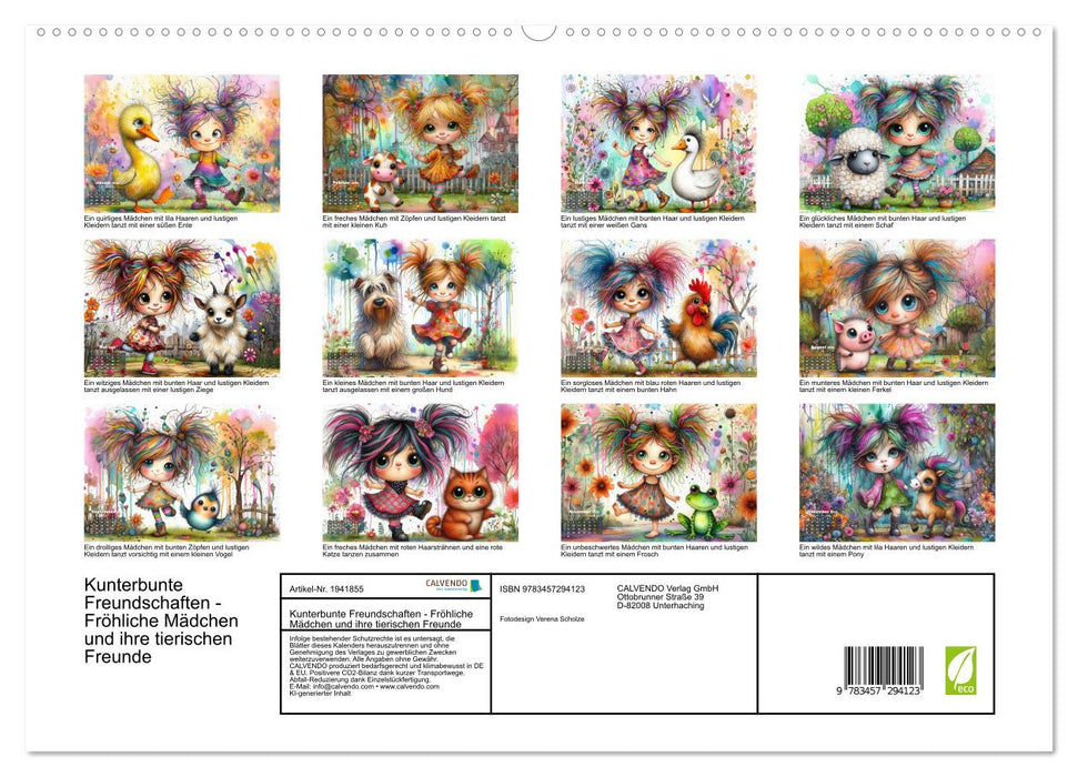 Kunterbunte Freundschaften - Fröhliche Mädchen und ihre tierischen Freunde (CALVENDO Premium Wandkalender 2026)