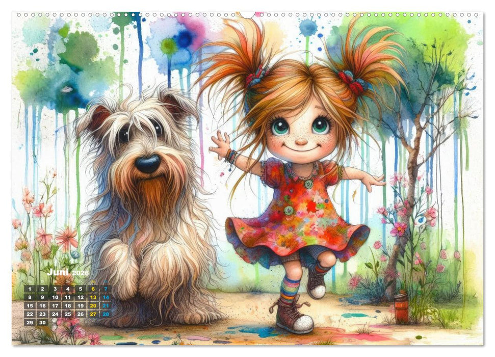 Kunterbunte Freundschaften - Fröhliche Mädchen und ihre tierischen Freunde (CALVENDO Premium Wandkalender 2026)