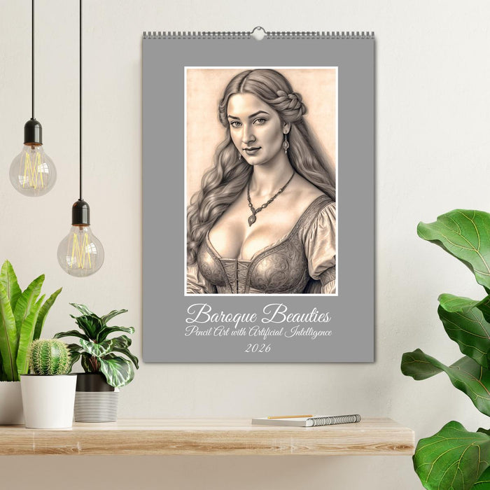 Baroque Beauties, Pencil Art with Artificial Intelligence (CALVENDO Monthly Calendar 2026)