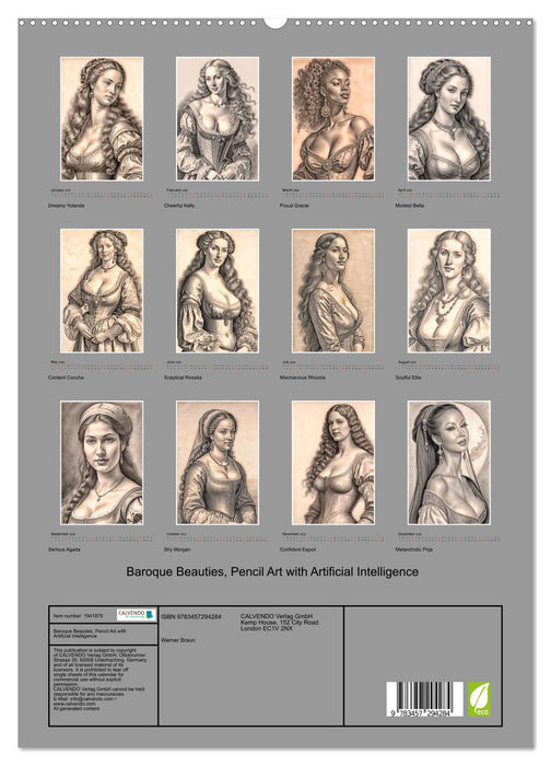 Baroque Beauties, Pencil Art with Artificial Intelligence (CALVENDO Premium-Calendar 2026)