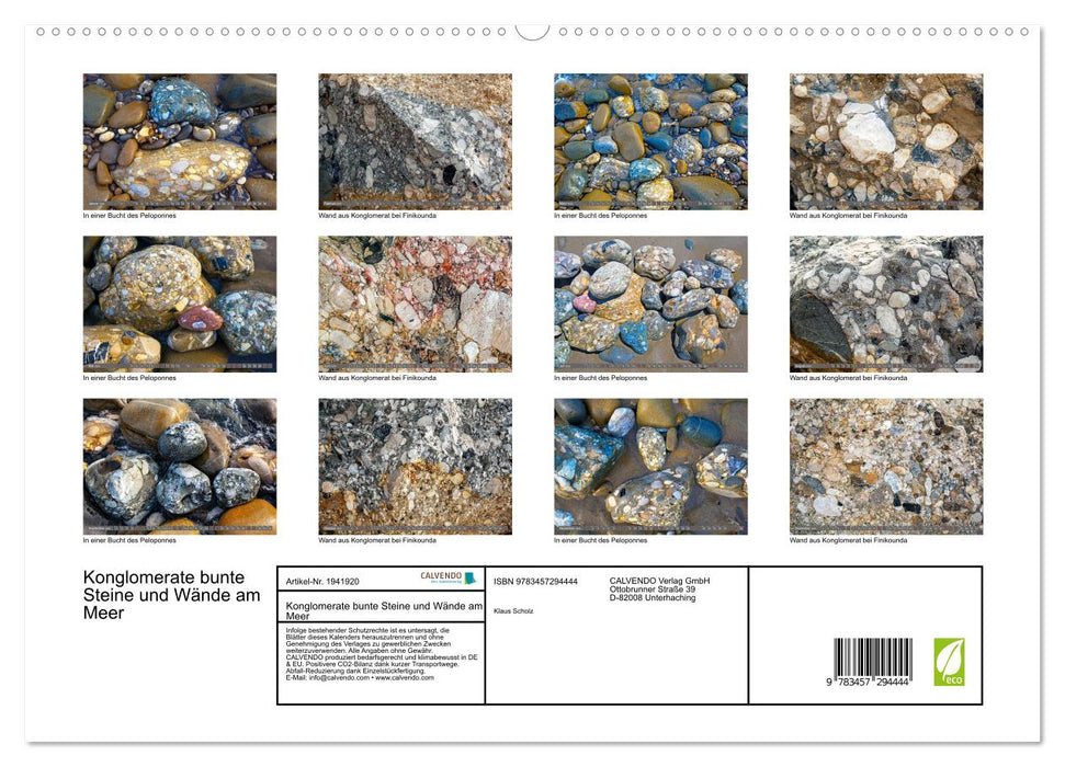 Konglomerate bunte Steine und Wände am Meer (CALVENDO Premium Wandkalender 2026)