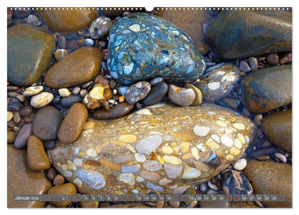 Konglomerate bunte Steine und Wände am Meer (CALVENDO Premium Wandkalender 2026)