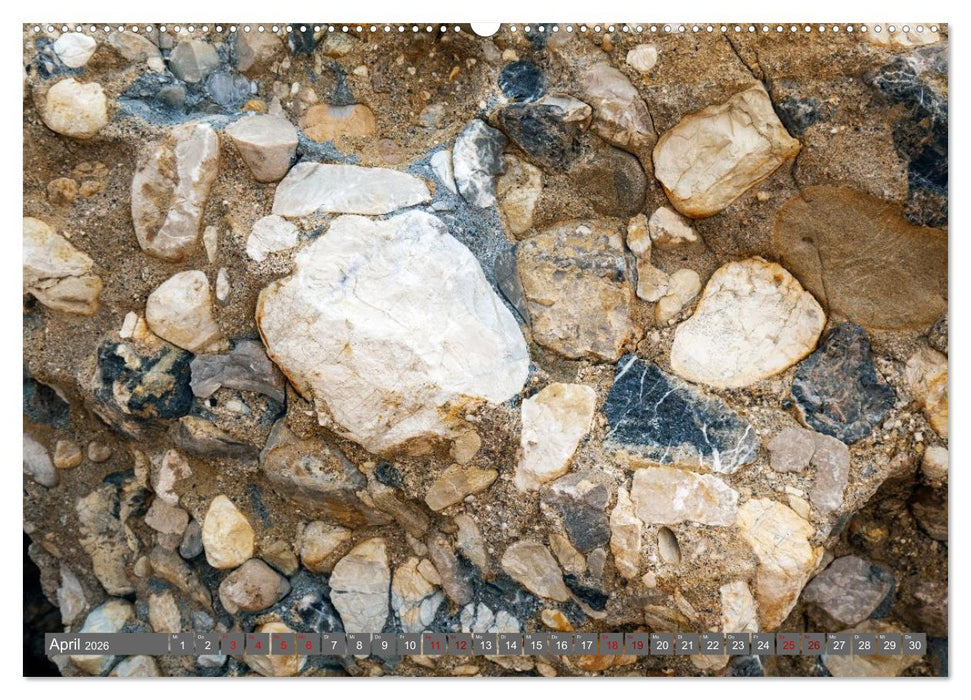 Konglomerate bunte Steine und Wände am Meer (CALVENDO Premium Wandkalender 2026)