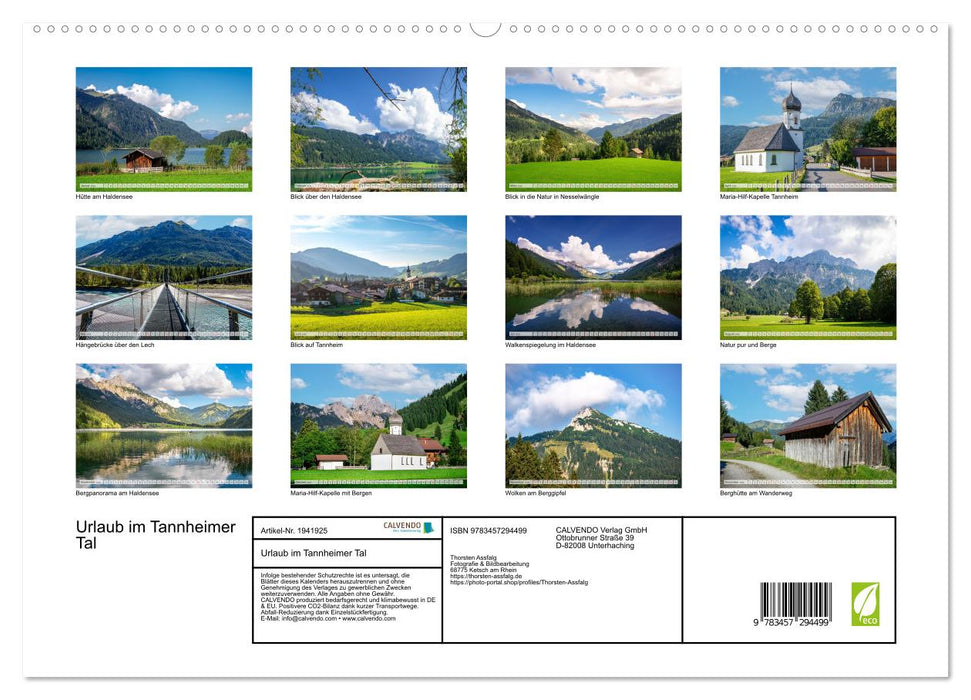 Urlaub im Tannheimer Tal (CALVENDO Premium Wandkalender 2026)
