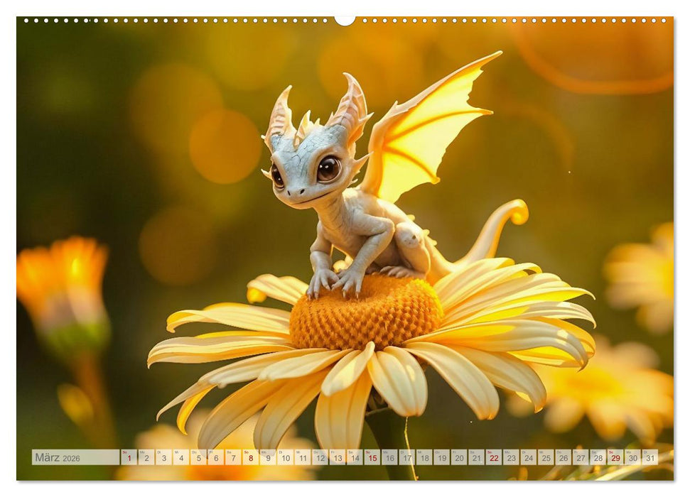 Regenbogenschuppen - Die geheime Welt der magischen Miniatur Drachen (CALVENDO Premium Wandkalender 2026)