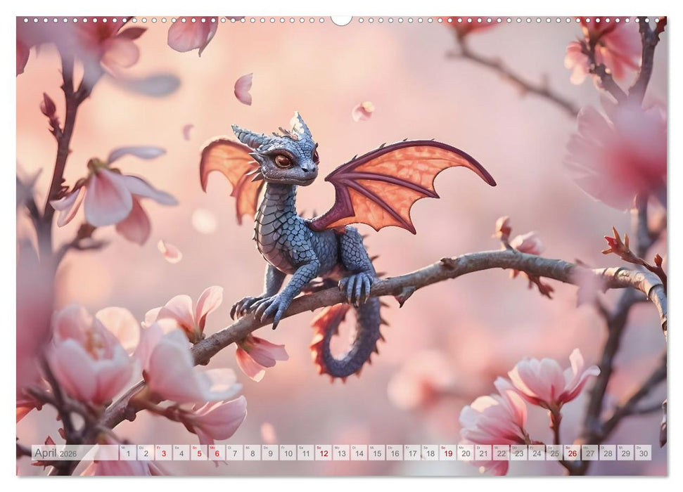 Regenbogenschuppen - Die geheime Welt der magischen Miniatur Drachen (CALVENDO Premium Wandkalender 2026)