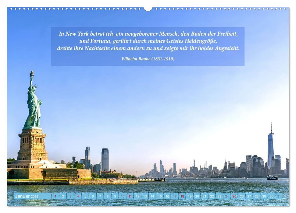 New York Ansichten - Literaturkalender (CALVENDO Premium Wandkalender 2026)
