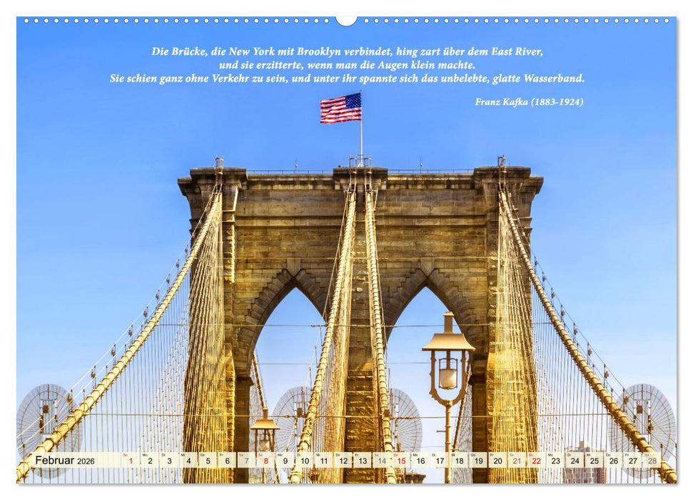 New York Ansichten - Literaturkalender (CALVENDO Premium Wandkalender 2026)