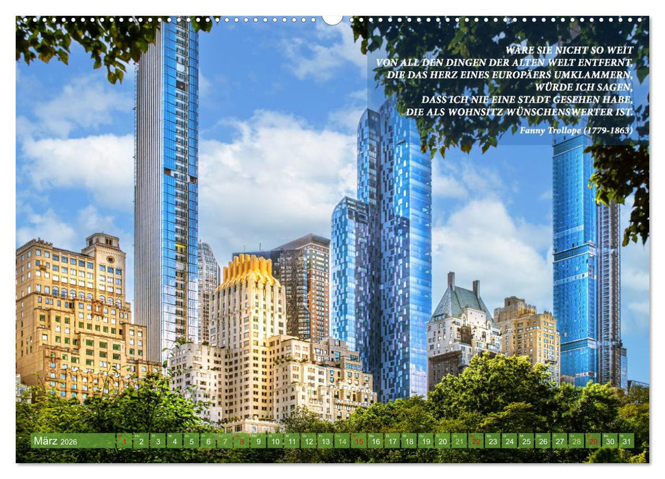 New York Ansichten - Literaturkalender (CALVENDO Premium Wandkalender 2026)